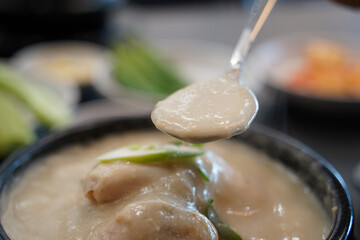 Samgyetang, a traditional Korean health food made from chicken