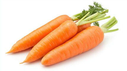 Fresh Carrots with Green Tops on White Background Perfect for Healthy Cooking and Organic Food Concept