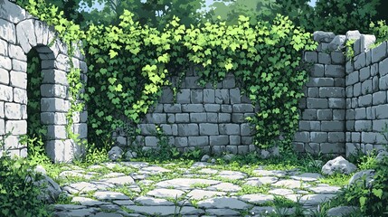 Fototapeta premium The ancient vine courtyard under the sunshine