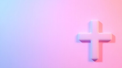 Obraz premium Minimalist design featuring glowing cross against gradient backg