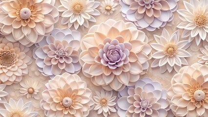 Elegant Pastel Floral Arrangement Delicate Paper Flowers in Soft Hues Create a Luxurious and Romantic Background