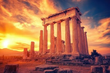 Ancient Corinth Ruins: Beautiful European Destination Wallpaper with Scenic Nature