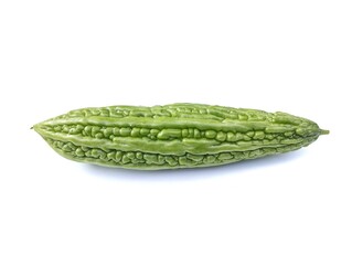 Fresh bitter melon isolated on white background, Organic farm plant 