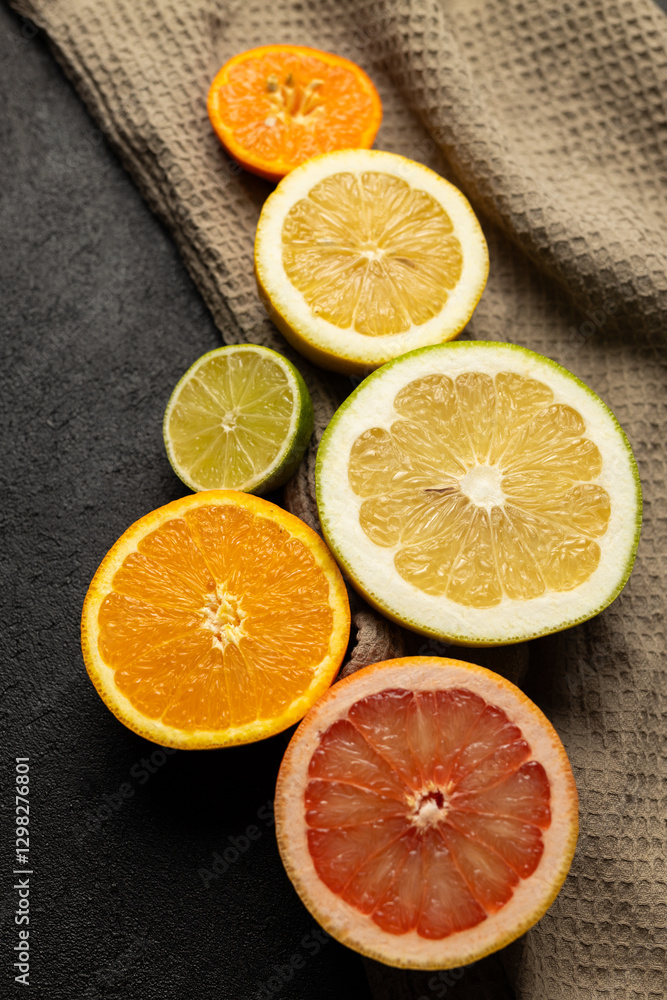 Aufkleber a close up of several different colored oranges and grapefruits. the oranges are orange and the grap