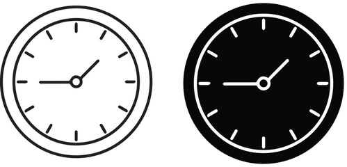 analog clock, digital clock, black and white, minimalist design, simple shapes, circular clocks, contrasting colors, time display, wall clock,