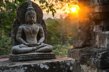 Obraz premium Ankor Wat. Magnificent Sunset Views at the Sacred Temple in Siem Reap, Cambodia