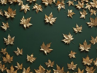 Dark green aesthetic with shimmering golden leaves for a stylish natural design