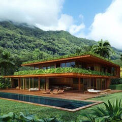 Obraz premium Tropical Green Roof House