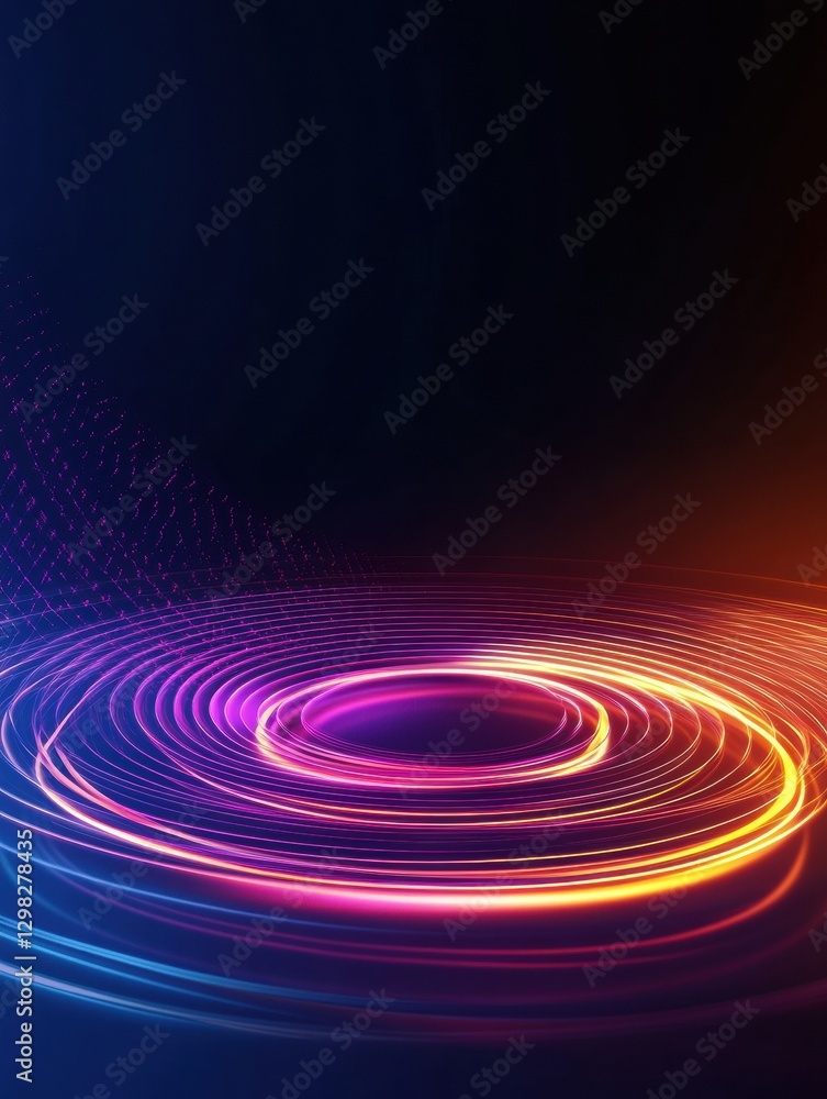 Aufkleber Colorful swirling light patterns create a vibrant artistic display in a dark background setting. Generative AI