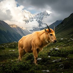 Stunning Golden Takin Roaming the Himalayas