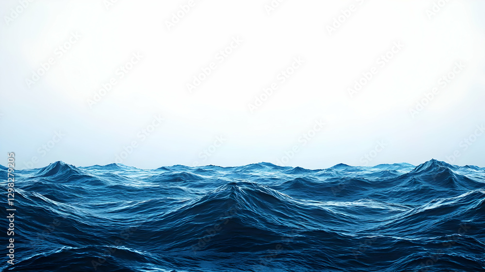 Poster abstract digital pixelated ocean wave pattern in shades of blue with smooth light background