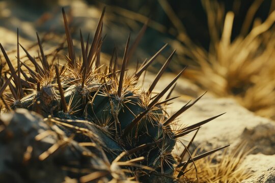 Cacto: Detailed Close-up of Cactus Plant with Spiky Desert Texture