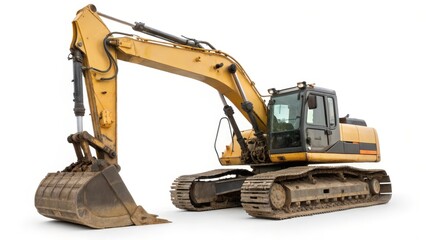 Excavator on White Background