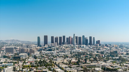 Aerial View Of Modern City Skyline Under Blue Sky During Daytime With Residential and Commercial Buildings