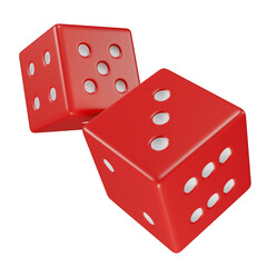 Stylized red dice. Isolated on transparent background