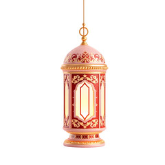 Rustic Red and Gold Hanging Lantern for Islamic Decor
