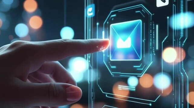 Futuristic Interface with Email and Phone Icons