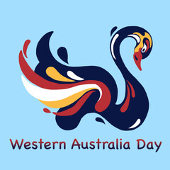 Western Australia Day. western australia festival icon swan with color australia, blue, red and with. suitable to place on theme western australia day festival