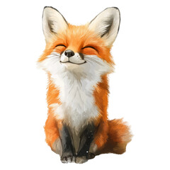 Obraz premium Illustration of a cute, smiling fox on a white background