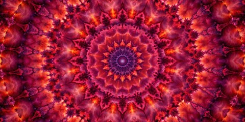 Intricate Crimson and Orange Mandala A Symmetrical Design of Fiery Hues and Vivid Petals
