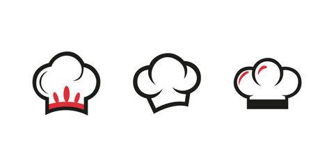 Stylized Chef Hat Icon Set. Minimalist Vector Illustration, Isolated on White Background. Perfect for Culinary Design Concepts