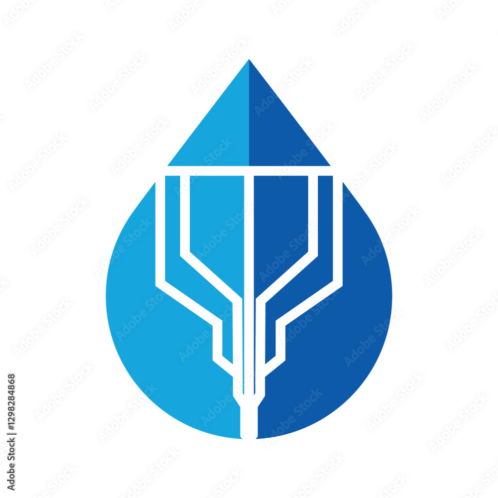 Poster the image shows a flat logo design of a laser pointer inside a water drop icon in blue color. the im