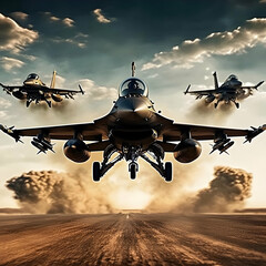Fighter Jets Landing 3D Illustration