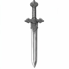 Celtic Sword. Isolated Antique Metal Decoration in White Background
