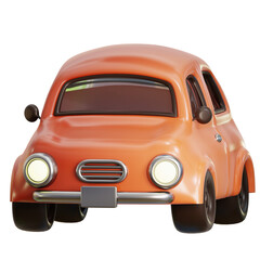 Vintage red car. 3D cute cartoon classic automobile for transportation, road trip, classic vehicle and retro theme.