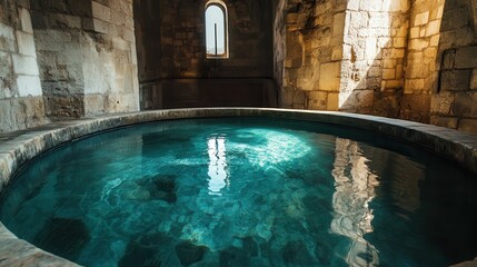 Baptismal Font in Ancient Church Ruins of Alahan Monastery in Mut, Turkey