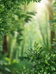 Lush green forest theme with gently blurred foliage for a calming visual effect