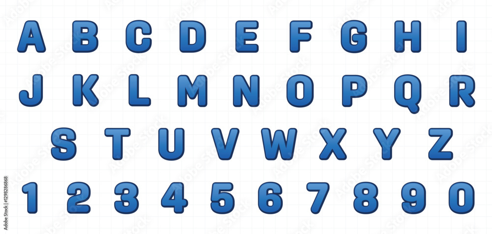 Poster set of blue gradient font style effect