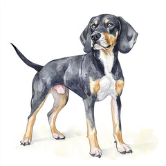 Cute and Creepy Bluetick Coonhound Dog Watercolor Art Print - Adorable Canine Portrait with Unique Charm and Whimsical Style for Dog Lovers and Art Enthusiasts