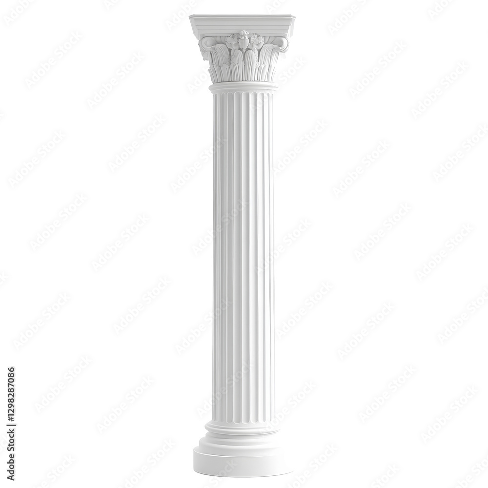 Poster elegant transparent render of a classical column isolated on a pure transparent background showcasin