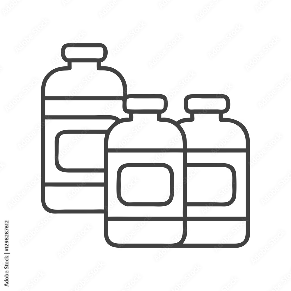 Poster vector icon of a canister set featuring three outlined containers with labels, showcasing a simple d