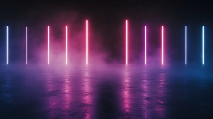 abstract stage with neon lights and soft glow