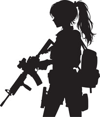 Naklejka premium Girl Practicing Shooting 