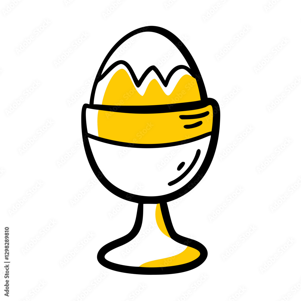 Poster stylish vector icon of a classic egg cup holding a boiled egg with a smooth shell and decorative ele