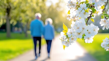 Obraz premium Senior Couple Enjoying A Peaceful Spring Walk