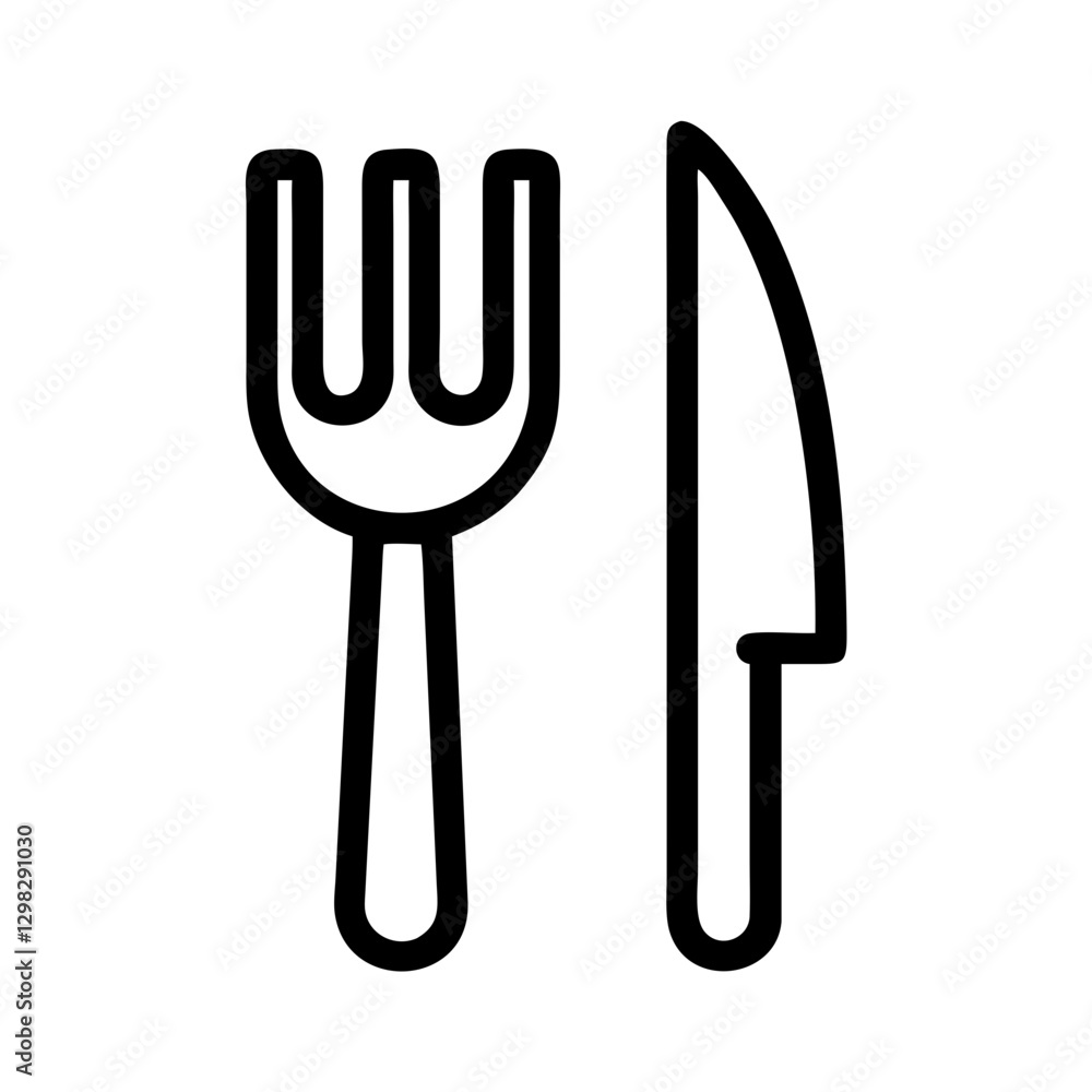 Poster fork and knife vector icon representing dining utensils for various culinary contexts