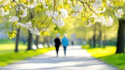 Obraz premium Cherished Moments Under Blooming Tree Canopy