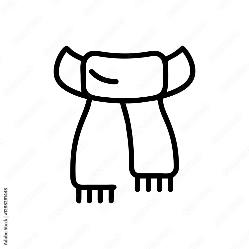 Poster modern fashion scarf icon designed in a minimalist vector style featuring clean lines and soft curve