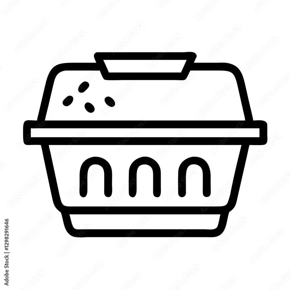 Poster stylish vector icon of a food container designed for takeout or delivery in a minimalistic black and