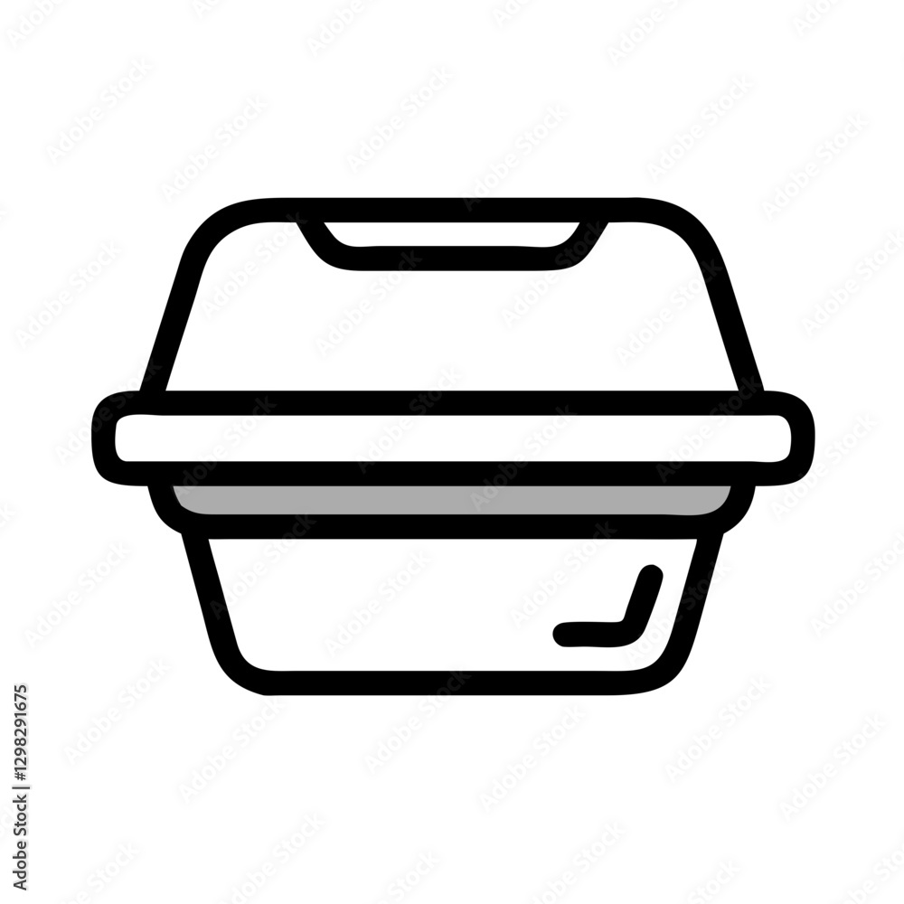 Poster food container vector icon designed for efficient meal storage and transport, featuring a simple and