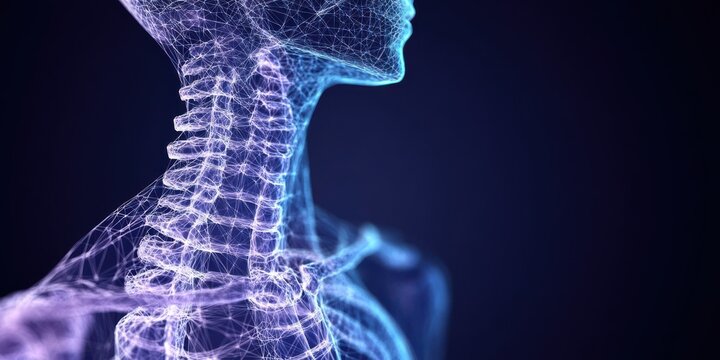 Elegant wireframe of anatomical structures, illuminated in a soft glow, representing the intersection of technology and biological exploration.