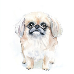 Adorable Yet Eerie Pekingese Dog Watercolor Art - Cute and Creepy Canine Clip for Pet Lovers and Art Enthusiasts Perfect for Home Decor and Unique Gifts