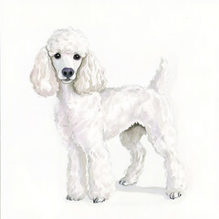 Cute and Creepy Poodle Dog Watercolor Clip Art - Adorable Yet Eerie Canine Illustration Perfect for Pet Lovers Art Projects and Unique Home Decor Ideas Featuring Playful Poodle Design