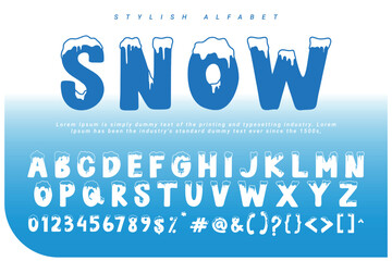 Set of letters of the Ice Latin Alphabet. Vector illustration. Christmas and New Year concept.