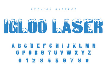 Set of letters of the Ice Latin Alphabet. Vector illustration. Christmas and New Year concept.