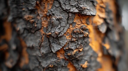 Detailed Close-Up of Textured Tree Bark with Dark and Light Colors